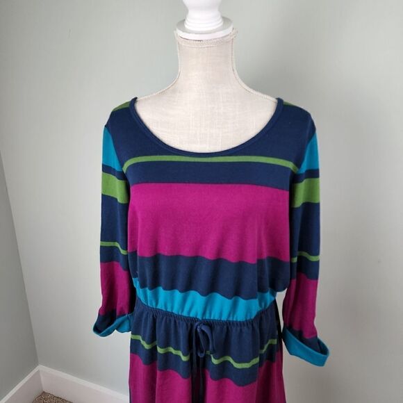 Derek Heart Women’s Elastic Tie Waist Rolled Sleeve Midi Dress Size XL - Picture 2 of 8